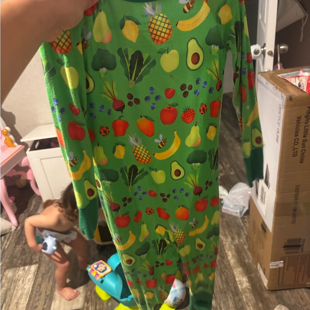 Little Sleepies Green Fruit and Veggie Kids Footie